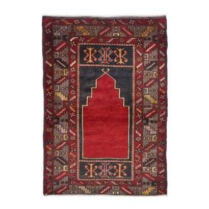Hand-Knotted Red Prayer Rug Islam 3.4x4.9 ft Traditional Taspinar - Rug 1