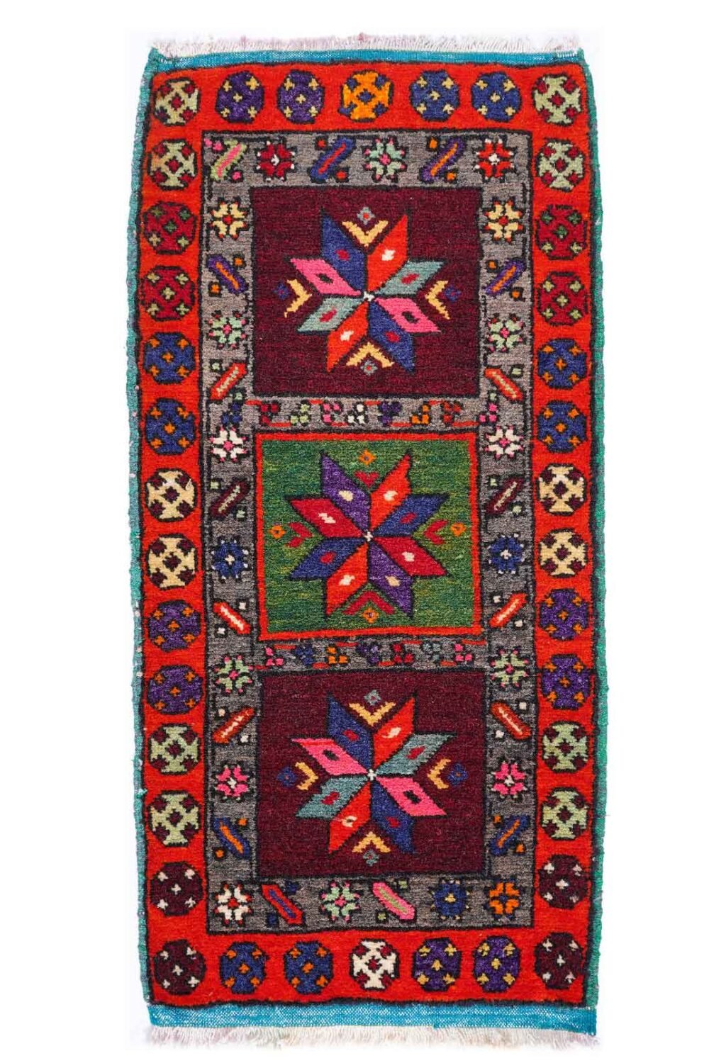 Hand-Knotted Small Rug for Corridor 2.9x1.4 ft Traditional Malatya - Rug 1