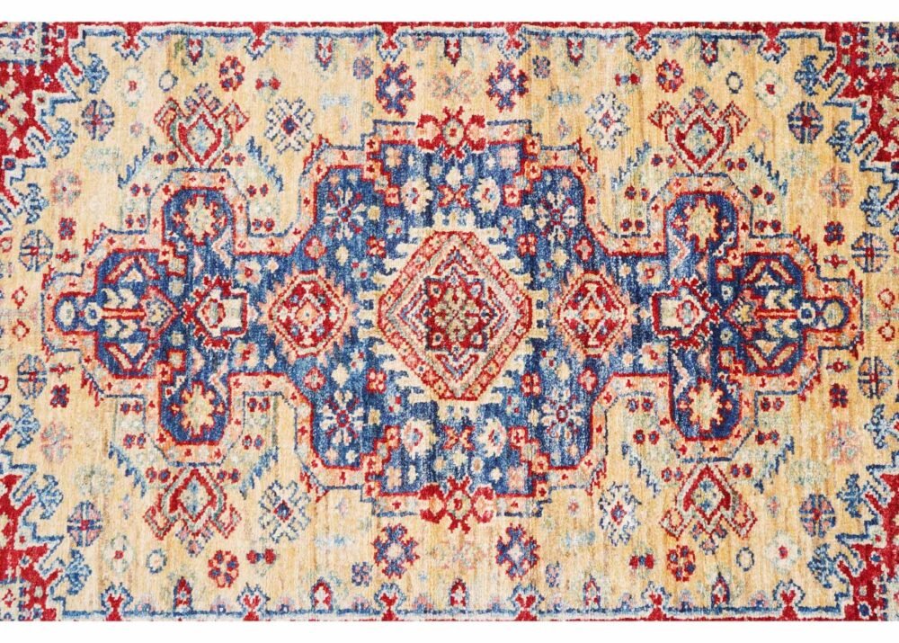 Hand-Knotted Traditional 5x3 Area Rug with Yellow and Red Oriental Pattern - Luxurious Home Decor