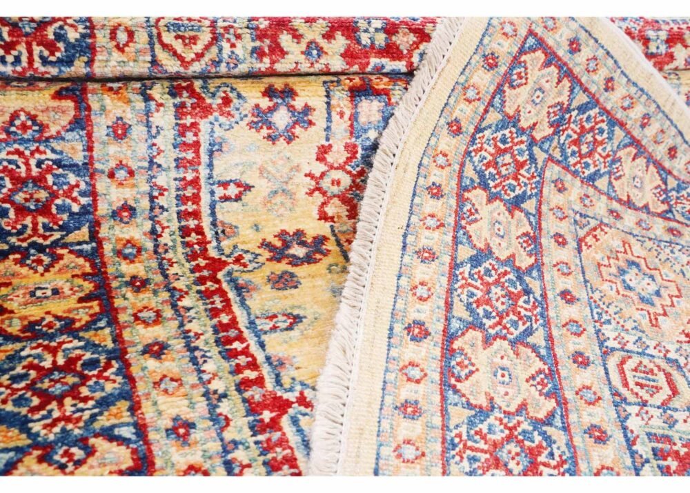 Hand-Knotted Traditional 5x3 Area Rug with Yellow and Red Oriental Pattern - Luxurious Home Decor