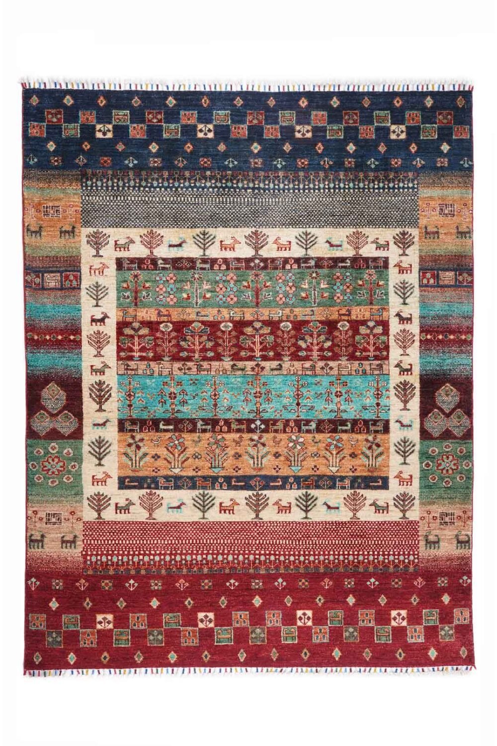 Hand-Knotted Traditional Style Rugs Stripe Sultani 6.2x4.9 ft - Rug 1