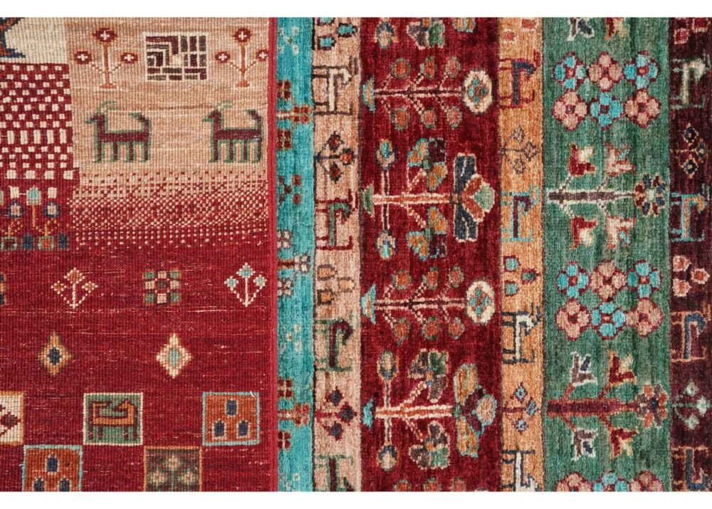 Hand-Knotted Traditional Style Rugs Stripe Sultani 6.2x4.9 ft - Rug 1