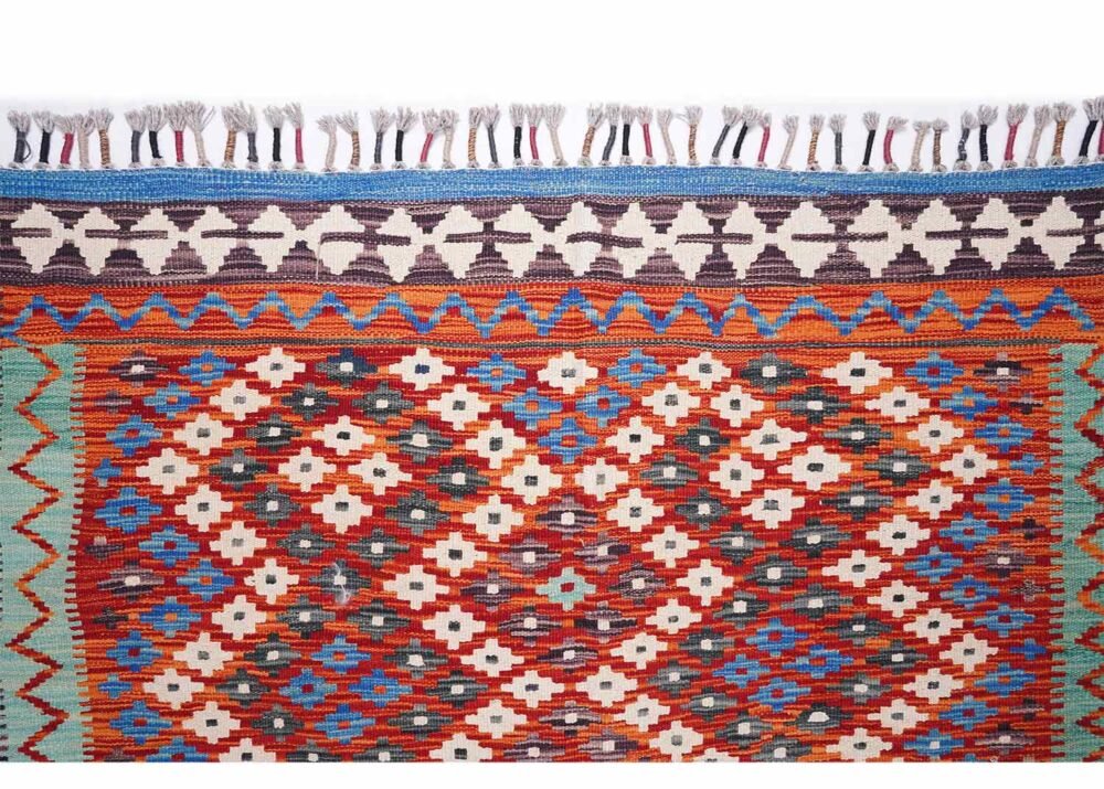 Hand woven Area Rug Kilim 7x4.8 ft Solid Rustic Farmhouse Style