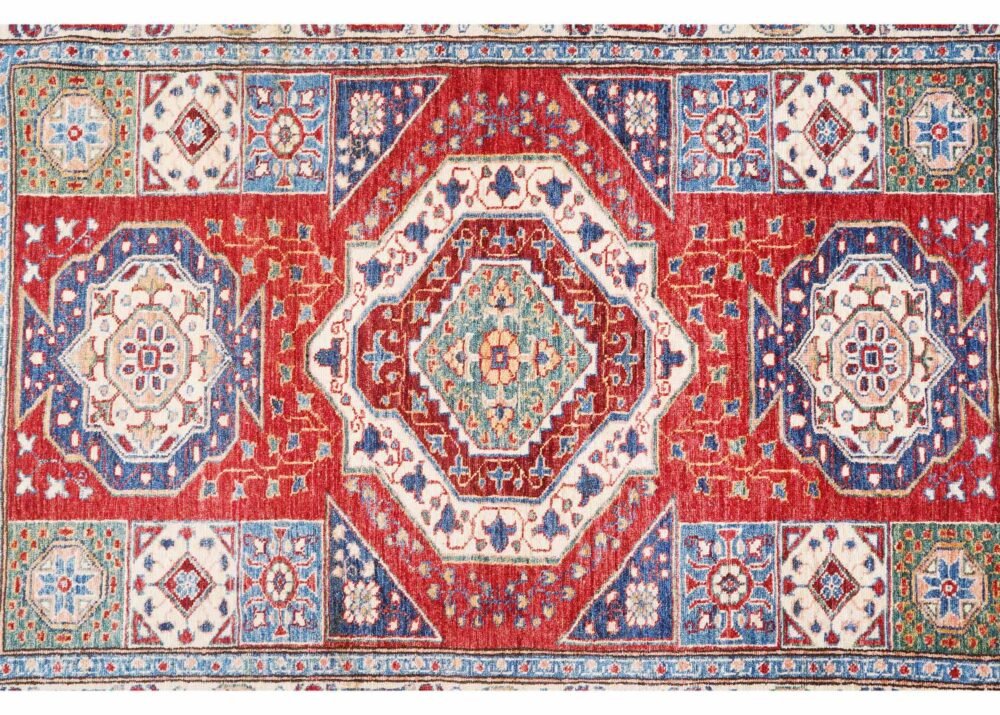 Handknotted Red & Beige Area Rugs Traditional - New Condition 5.9x4.1 ft