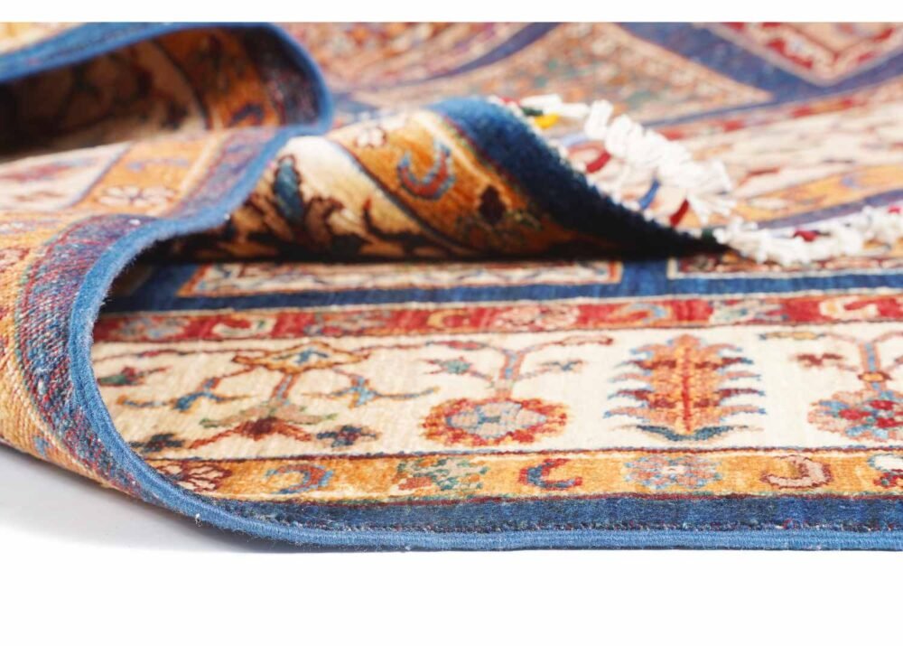 Handknotted Red & Blue Traditional Rugs - 1001 Bilicik Check Pattern 6.5x 5.1 ft