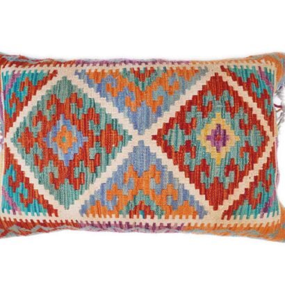 Handwoven Wool Cushion Pillow Set - Kilim Style Geometric Pattern - Rugs 1