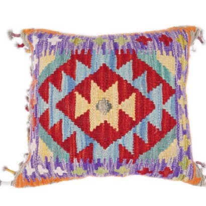 Handwoven Wool Cushion Pillow Set - Kilim Style Geometric Pattern - Rugs 1
