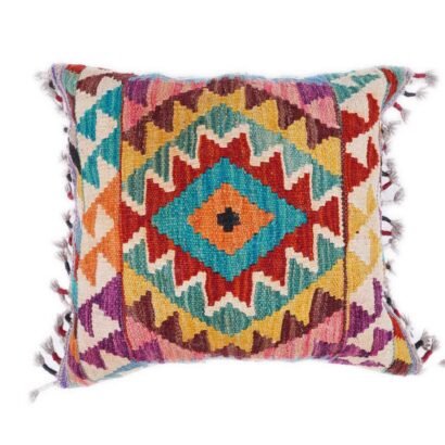 Handwoven Wool Cushion Pillow Set - Kilim Style Geometric Pattern - Rugs 1