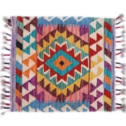 Handwoven Wool Cushion Pillow Set - Kilim Style Geometric Pattern - Rugs 1
