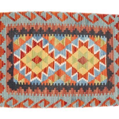 Handwoven Wool Kilim Pillow Cover - Multicolor Geometric Pattern - Rugs 1