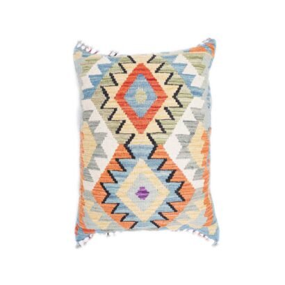 Handwoven Wool Pillow Cover - Multicolor Geometric Pattern - Rugs 1