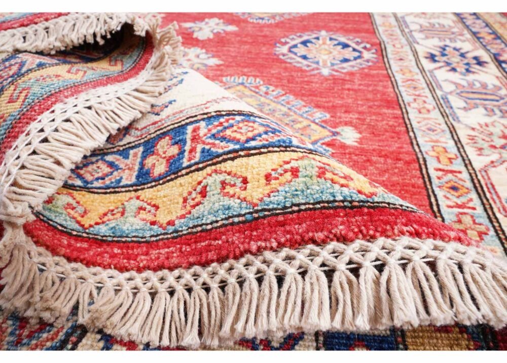High-End Red Beige Rug - Hand-knotted Traditional Sherwan 7.3x6 ft