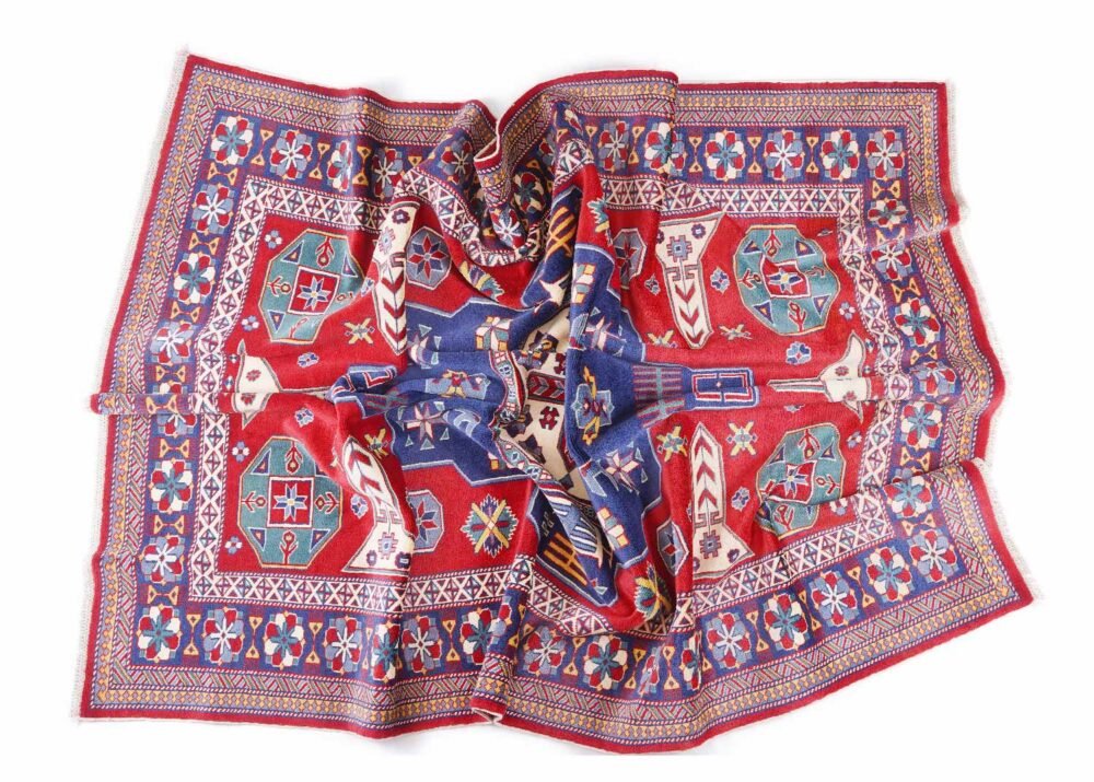 High-End Red/Blue Sherwan Modern Traditional Rug 7.8x6 ft
