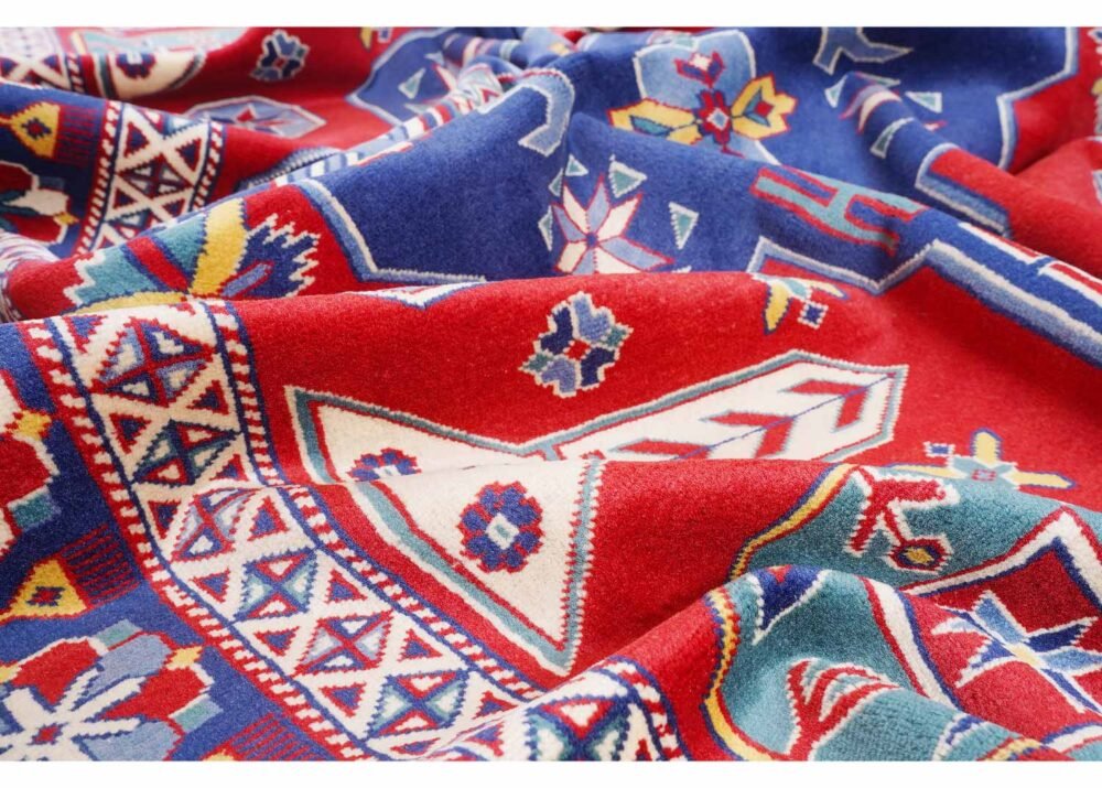 High-End Red/Blue Sherwan Modern Traditional Rug 7.8x6 ft