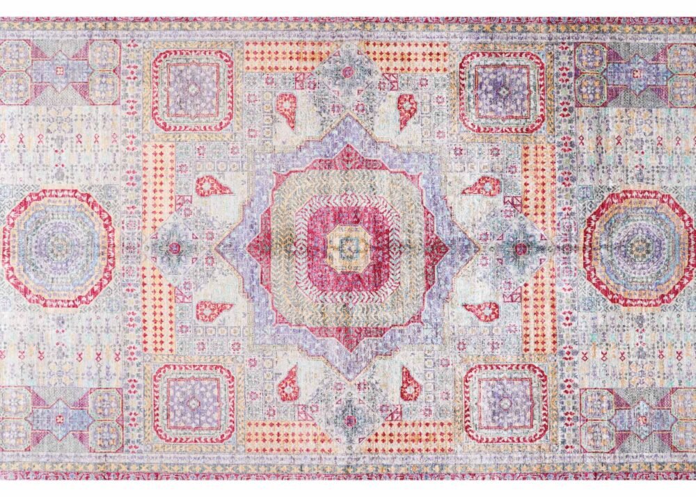 High-Quality Traditional Memluk Light Blue and Green Rug 9.8x6.8 ft