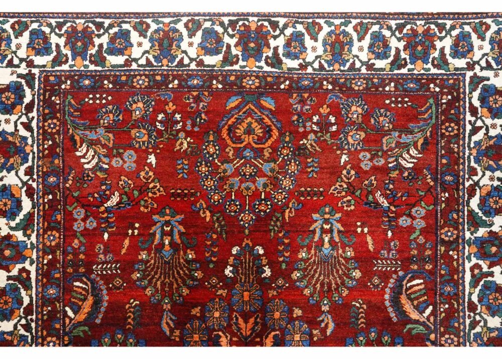 High-end Anatolia Red Beige Area Rug - Semi-old Traditional 6.7x5 ft