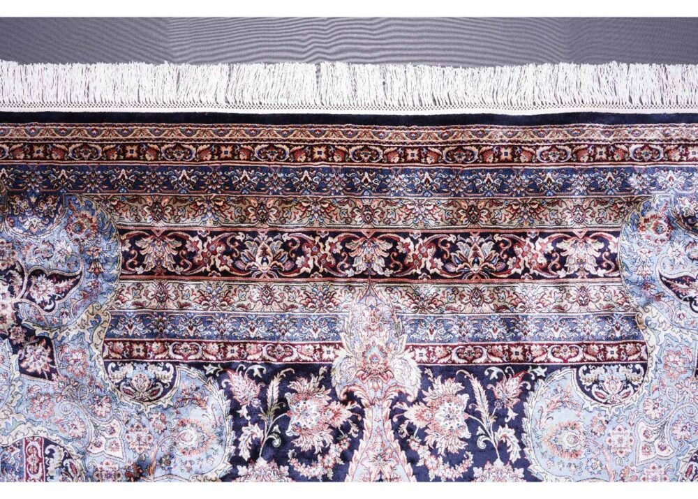 High-end Medallion Design Black & Blue 6x9 Washable Rug, Bamboo-Silk