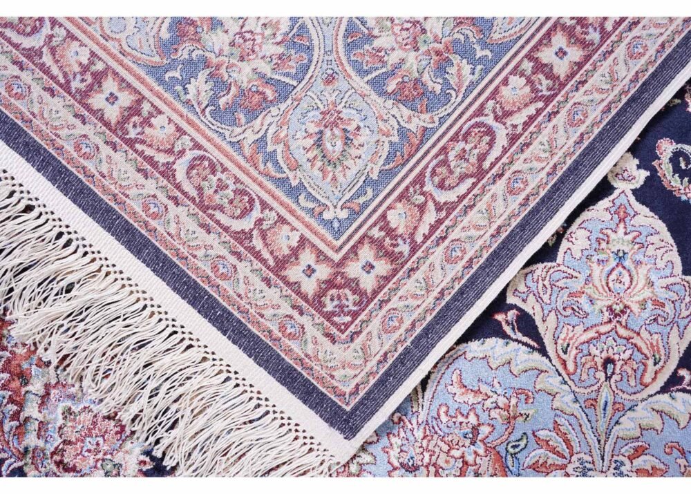 High-end Medallion Design Black & Blue 6x9 Washable Rug, Bamboo-Silk