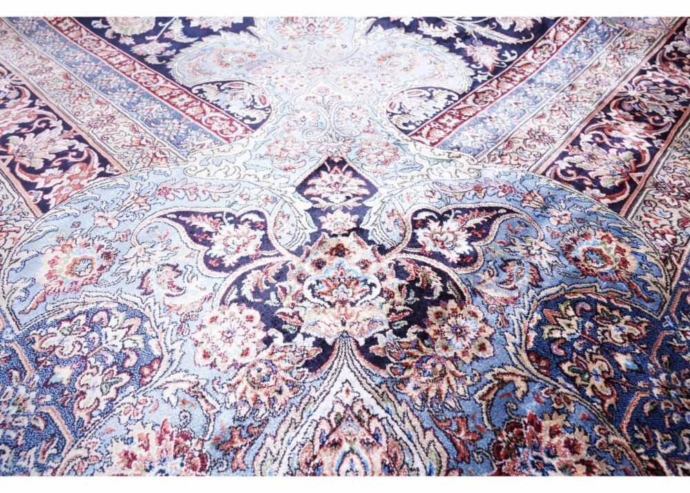 High-end Medallion Design Black & Blue 6x9 Washable Rug, Bamboo-Silk