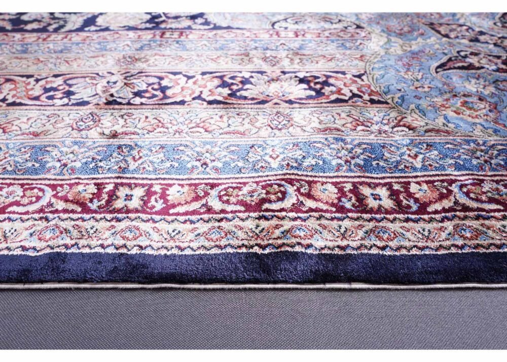High-end Medallion Design Black & Blue 6x9 Washable Rug, Bamboo-Silk