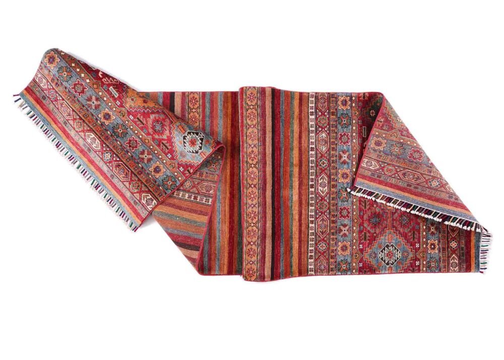 Horcun Design Stripe Red Carpet Runner for Sale Handknotted 9.7x2.7 ft