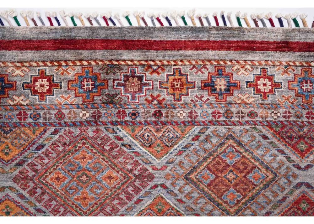 Horcun Design Stripe Table Runner Hand-knotted with Wool-Cotton 9.6x2.7 ft
