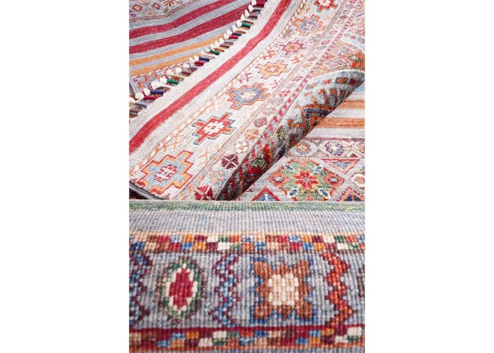 Horcun Design Stripe Table Runner Hand-knotted with Wool-Cotton 9.6x2.7 ft
