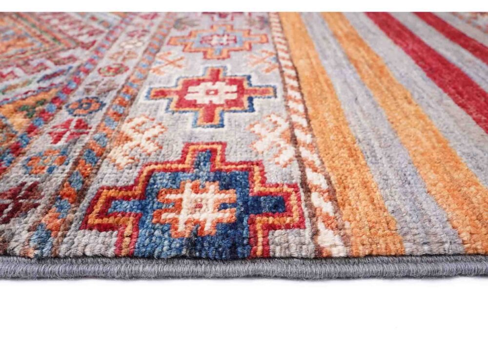 Horcun Design Stripe Table Runner Hand-knotted with Wool-Cotton 9.6x2.7 ft