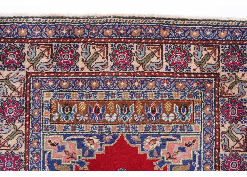 Kayseri Blue Red Traditional Area Rug Hand-Knotted 5x3 ft Oriental