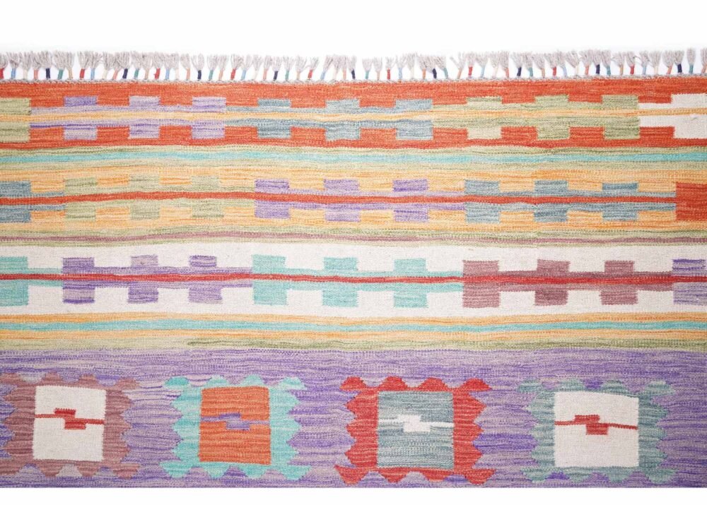 Kayseri Kilim Colorful Geometric Rug Handwoven with Fine Wool 10x6.5 ft