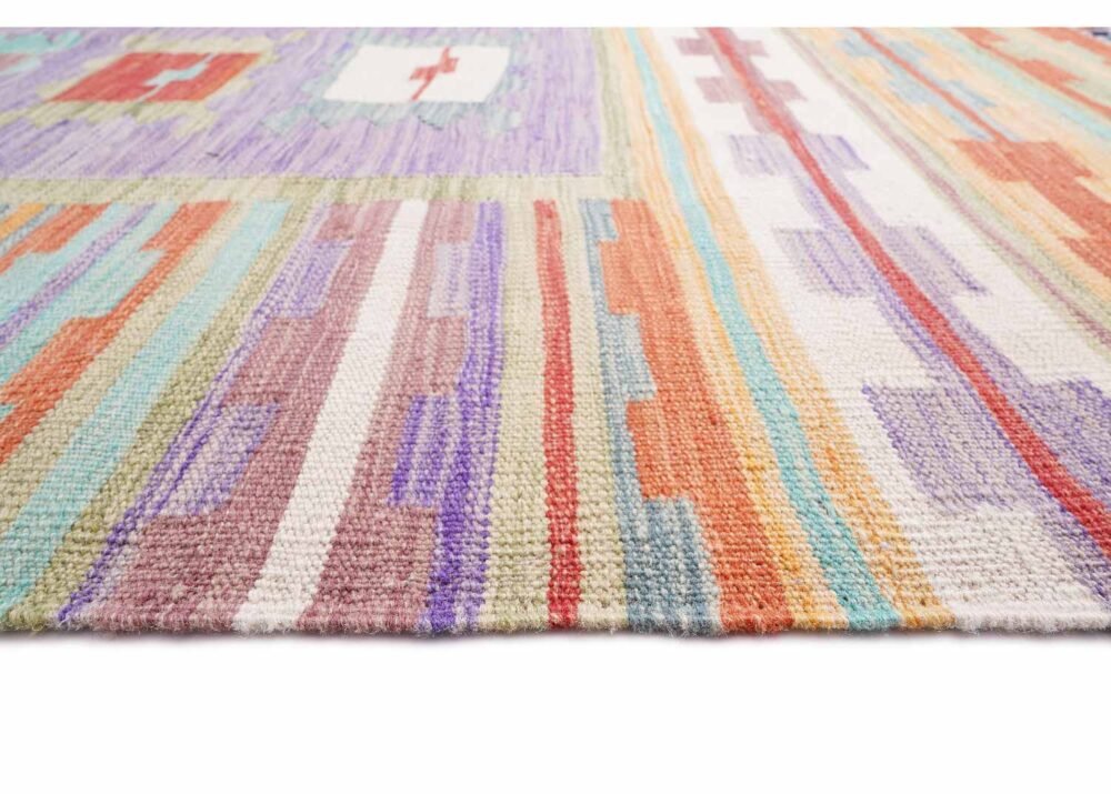 Kayseri Kilim Colorful Geometric Rug Handwoven with Fine Wool 10x6.5 ft