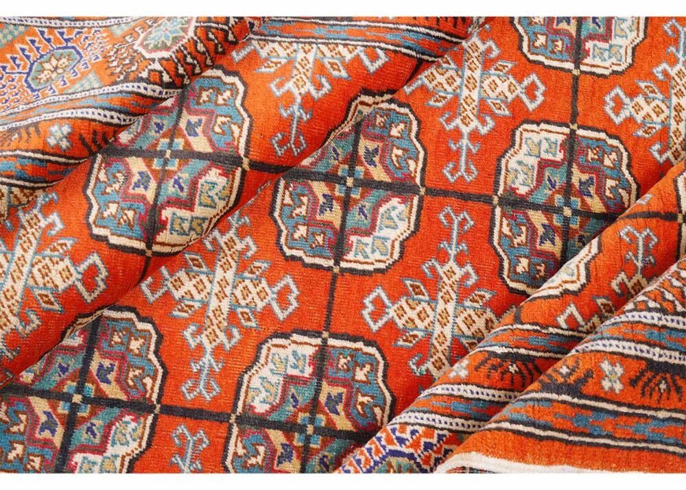 Kayseri Traditional Floral Rug Orange-Beige Handknotted 5.7x4 ft