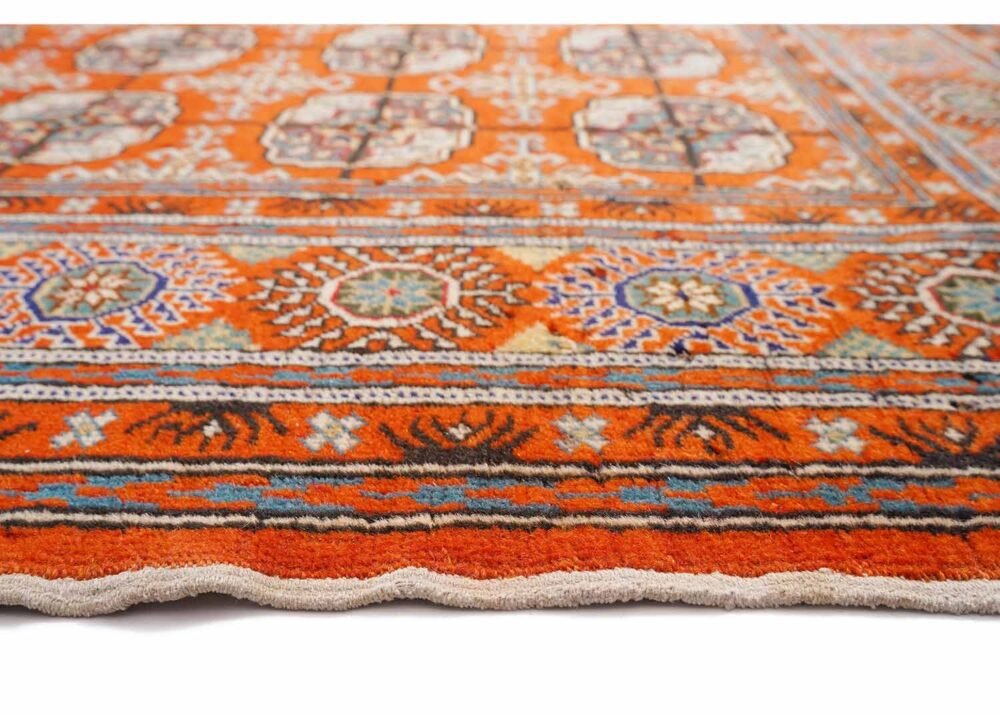 Kayseri Traditional Floral Rug Orange-Beige Handknotted 5.7x4 ft