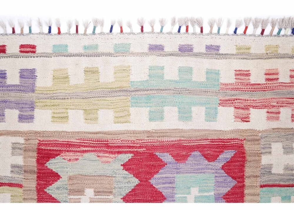 Kilim Beige-Red Rustic Area Rugs for Living Room 5x3 ft