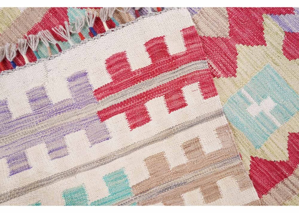 Kilim Beige-Red Rustic Area Rugs for Living Room 5x3 ft