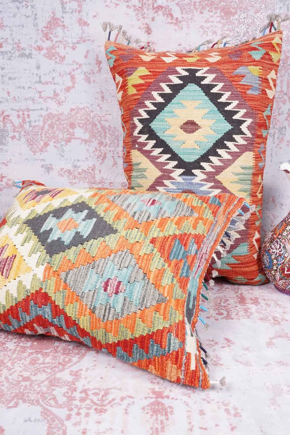 Kilim Design 2 Pillowcase Set Handwoven with Wool - Rugs 1