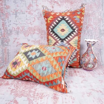Kilim Design 2 Pillowcase Set Handwoven with Wool - Rugs 1