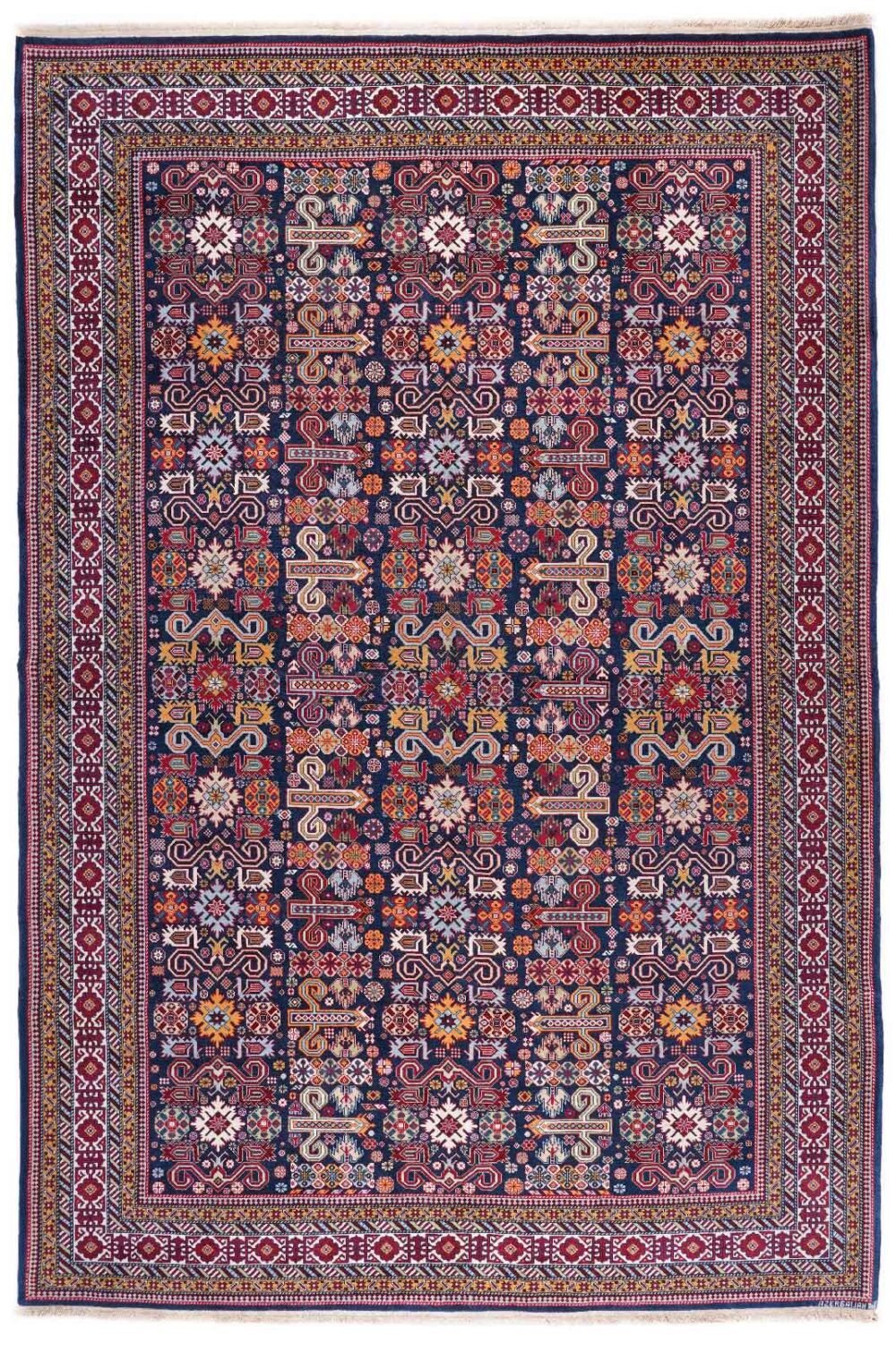 Large Blue Rug Traditional Sirvan Hand-Knotted Oriental 9.3x6.4 ft - Rugs 1