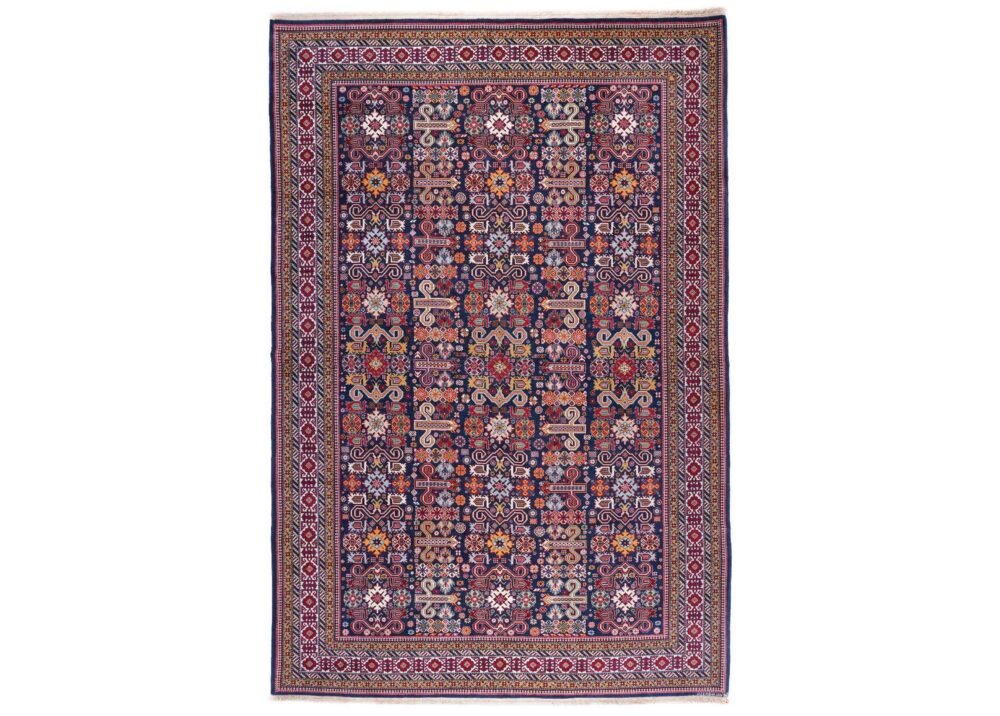 Large Blue Rug Traditional Sirvan Hand-Knotted Oriental 9.3x6.4 ft - Rugs 1