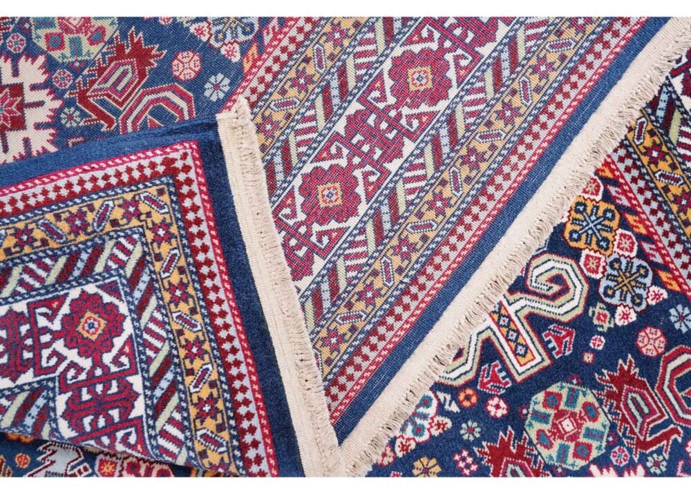 Large Blue Rug Traditional Sirvan Hand-Knotted Oriental 9.3x6.4 ft - Rugs 1