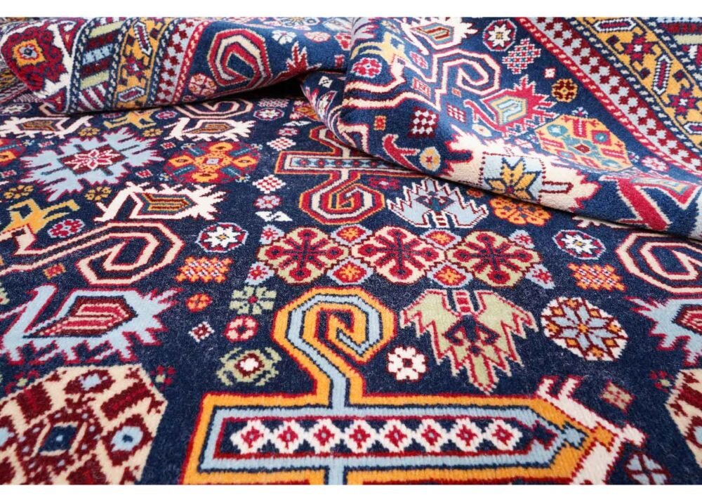 Large Blue Rug Traditional Sirvan Hand-Knotted Oriental 9.3x6.4 ft - Rugs 1