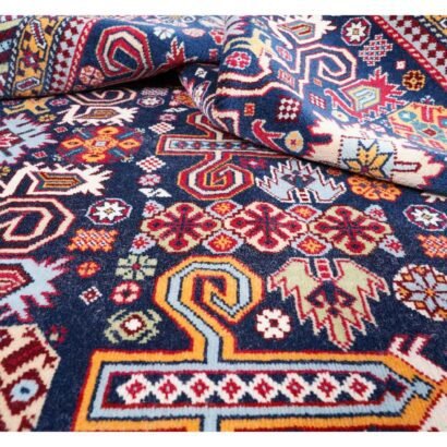 Large Blue Rug Traditional Sirvan Hand-Knotted Oriental 9.3x6.4 ft - Rugs 1