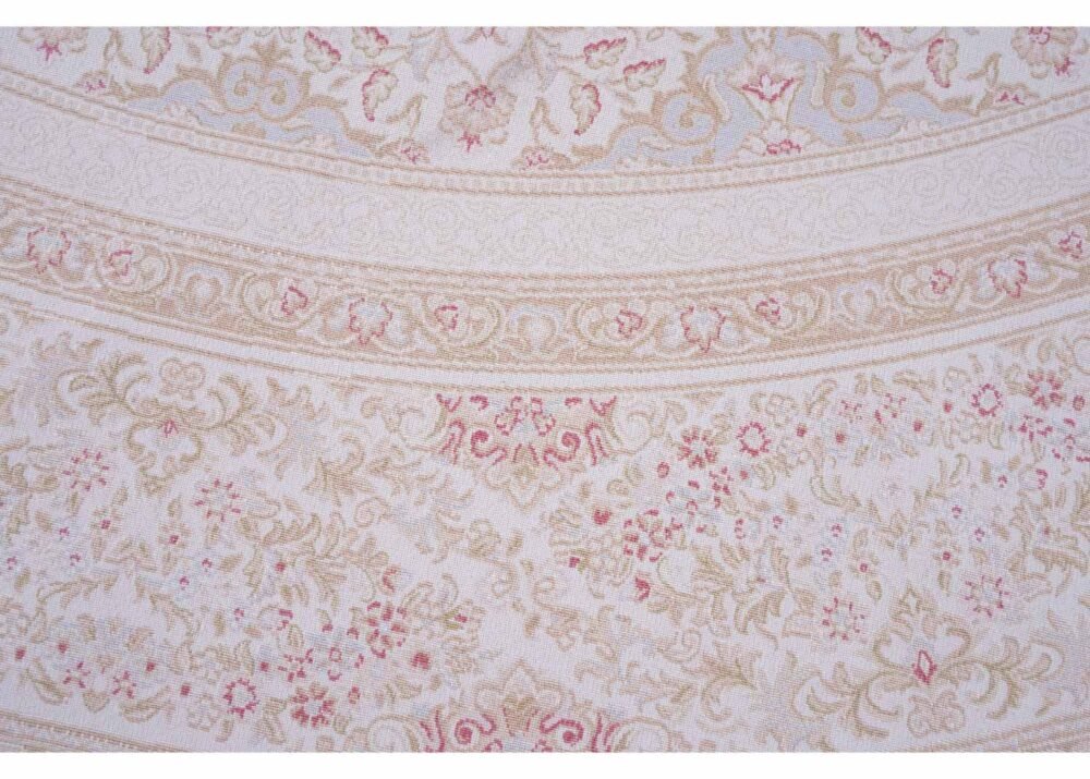 Large Medallion Brown Circle Rug Bamboo-Silk Floral Pattern 6x6 ft