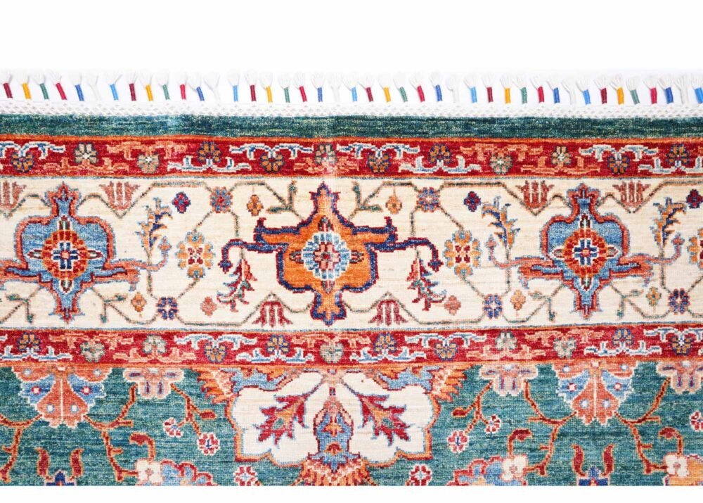 Luxury Sultani Green Oriental Rug 7.7x5.8 ft for Traditional Interiors