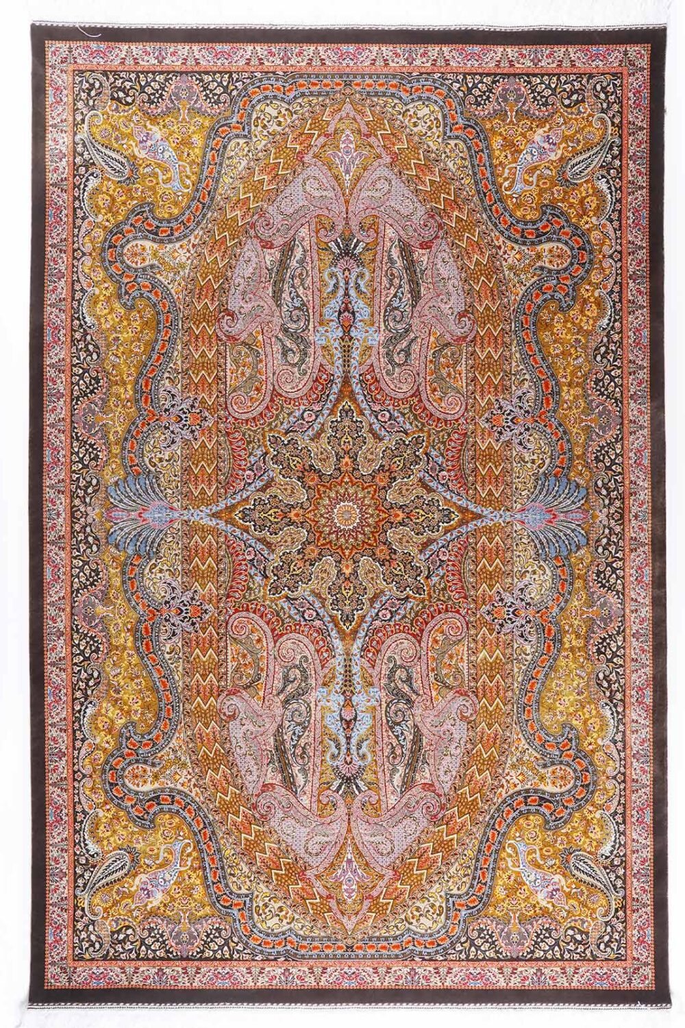 Medallion Gold Brown 4x6 ft Rug | Bamboo Silk Oriental Rug