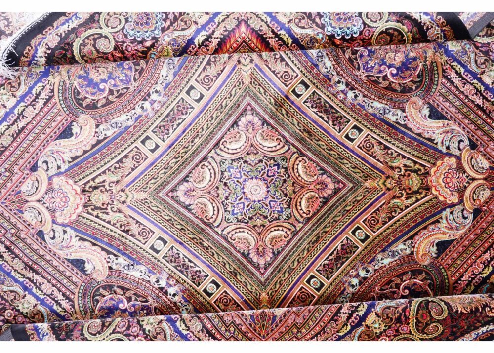 Medallion Square Washable Rug Brown Bamboo-Silk 6x9.8 ft