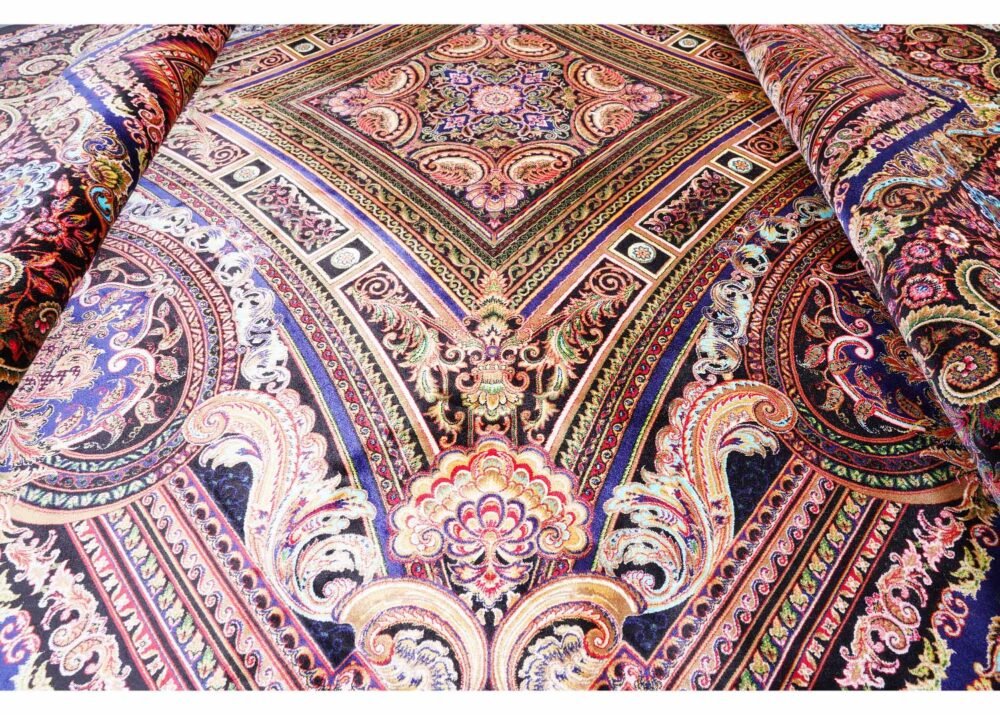 Medallion Square Washable Rug Brown Bamboo-Silk 6x9.8 ft