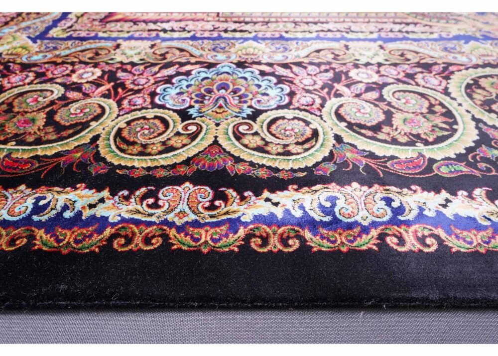 Medallion Square Washable Rug Brown Bamboo-Silk 6x9.8 ft