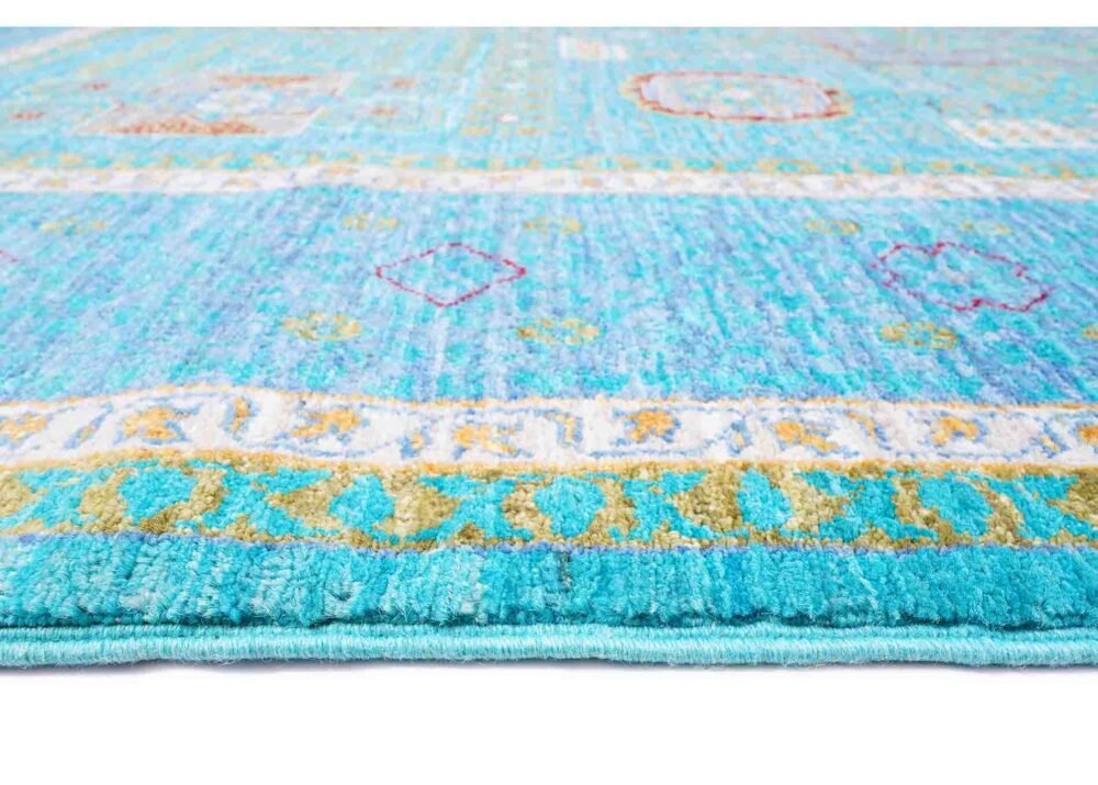 Memluk Blue and Green Area Rug Traditional Hand-knotted 8x5.6 ft