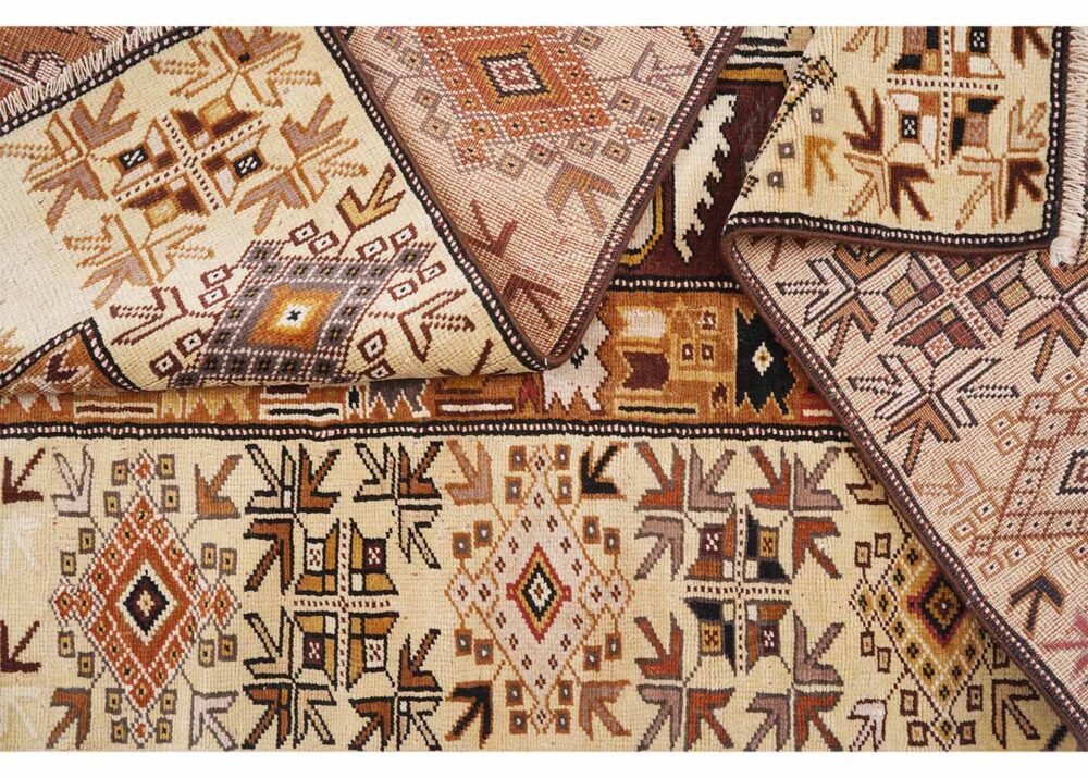 Milas Beige Area Rug 6x3 ft - Hand-Knotted Luxury Carpets for Living Room